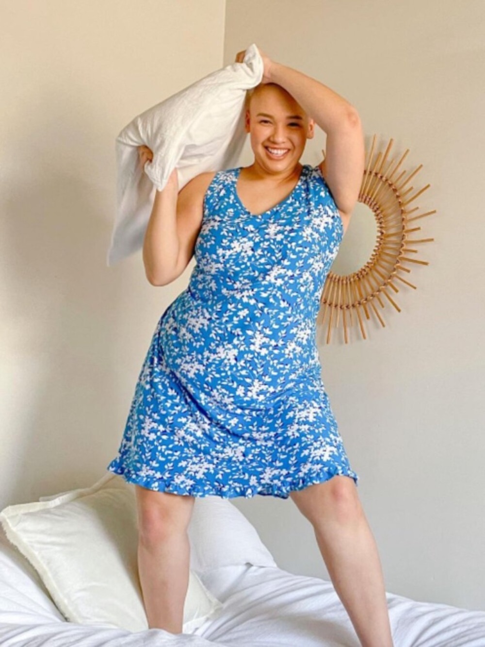 Draper James Blue Floral Ruffle Nightie Sleep Dress PLUS SIZE NEW! MSRP $79!